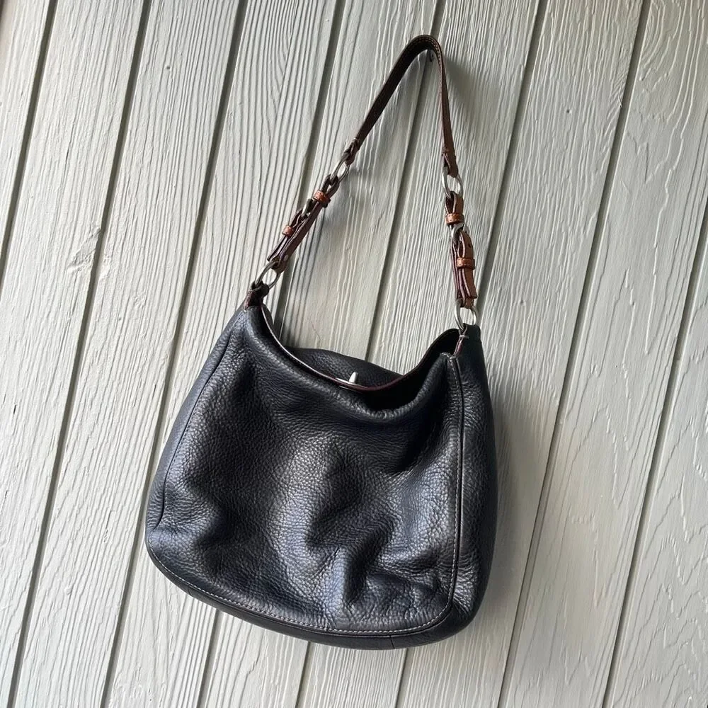 VTG Coach Legacy Black Pebbled Leather Hobo Bag | Fuchsia Lining 9379 - Picture 3 of 13
